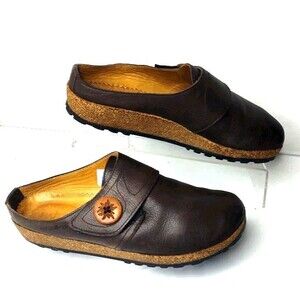 Haflinger Charlotte Women’s Leather Slip On Brown Clog Mules Shoes Size 39 US 8